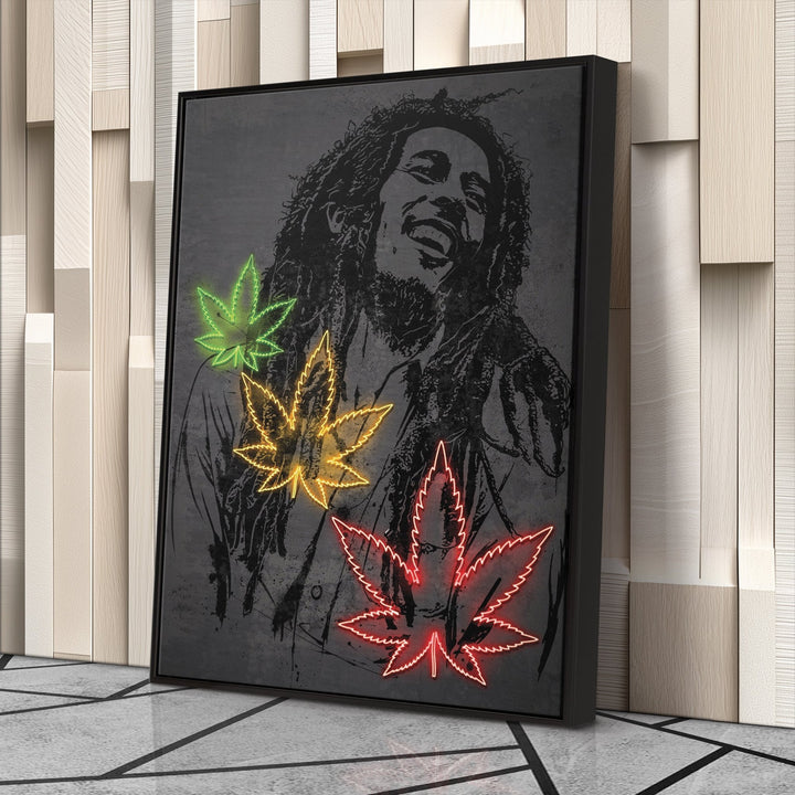 Bob Marley Neon Canvas Art | Music Wall Decor - CanvasNeon
