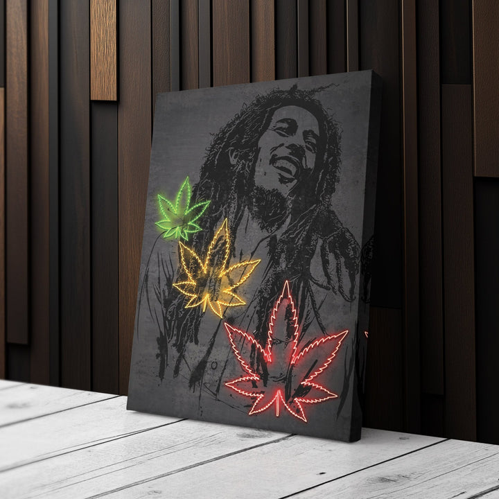 Bob Marley Neon Canvas Art | Music Wall Decor - CanvasNeon