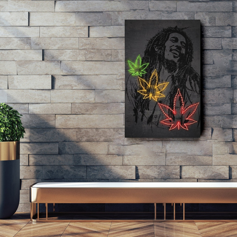 Bob Marley Neon Canvas Art | Music Wall Decor - CanvasNeon
