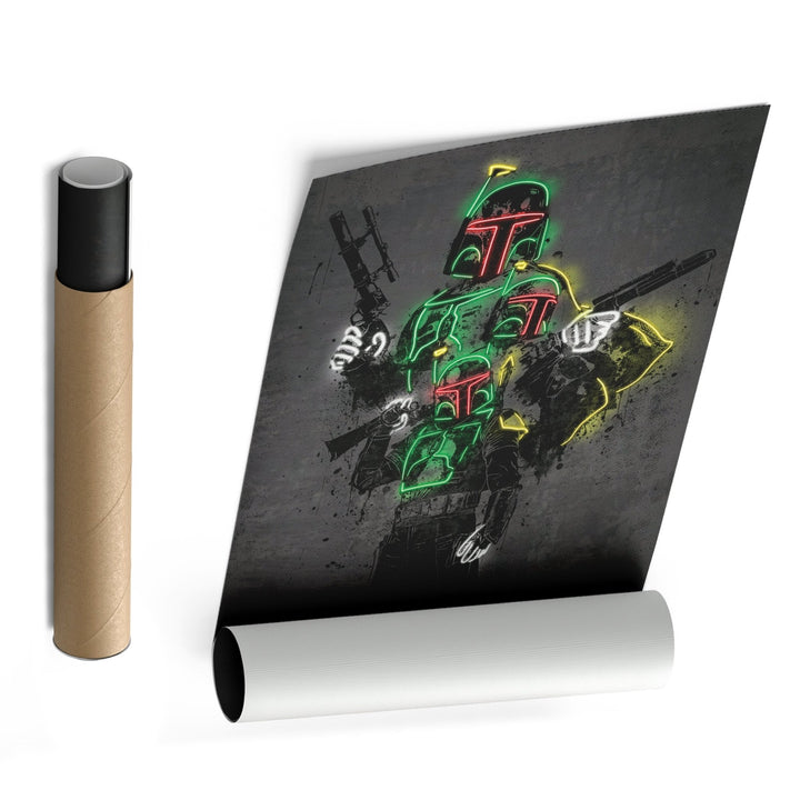 Boba Fett Canvas | Star Wars Neon Wall Art - CanvasNeon