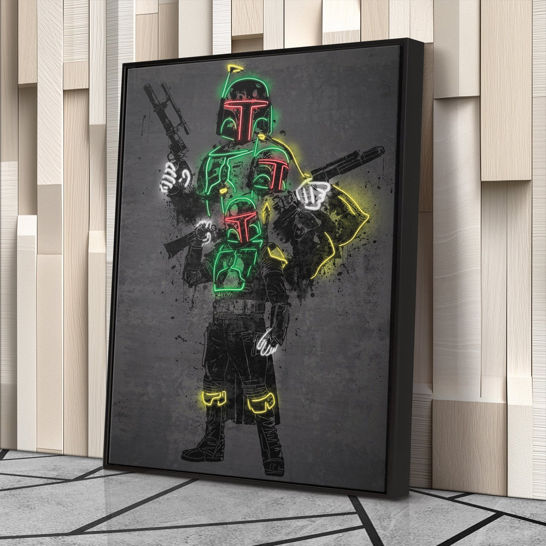 Boba Fett Canvas | Star Wars Neon Wall Art - CanvasNeon
