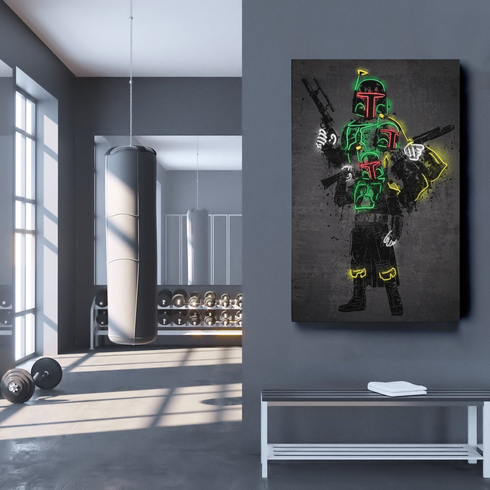 Boba Fett Canvas | Star Wars Neon Wall Art - CanvasNeon