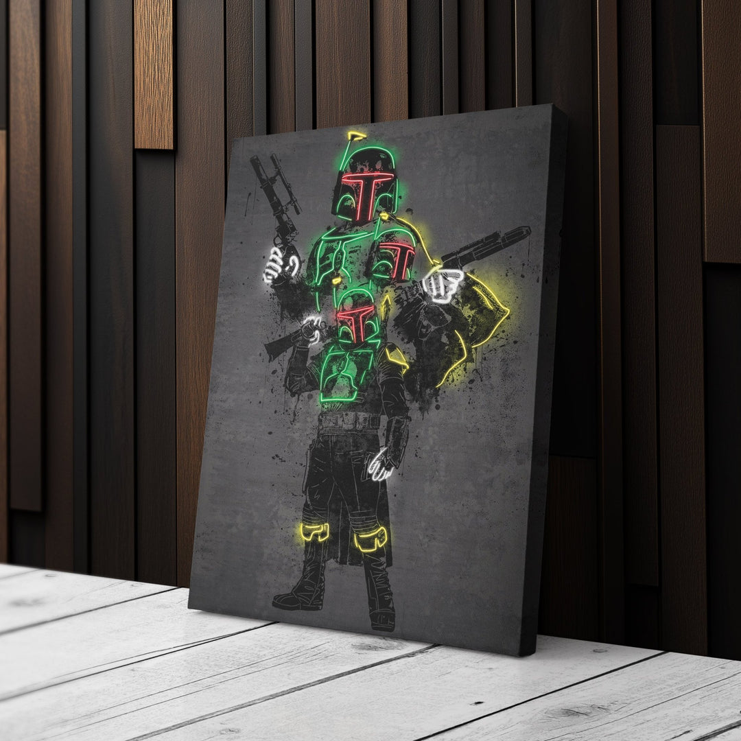 Boba Fett Canvas | Star Wars Neon Wall Art - CanvasNeon