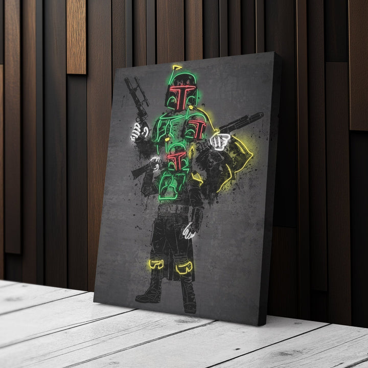 Boba Fett Canvas | Star Wars Neon Wall Art - CanvasNeon