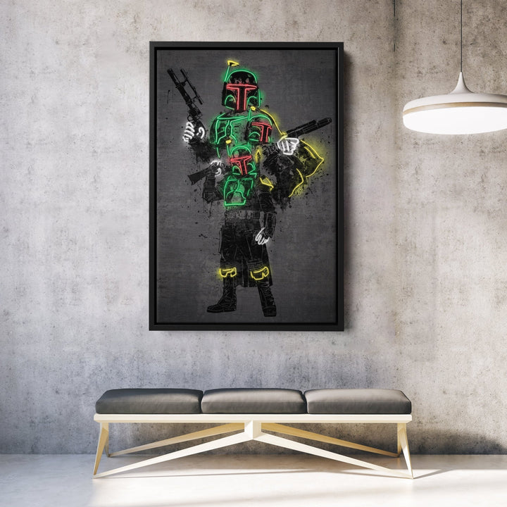 Boba Fett Canvas | Star Wars Neon Wall Art - CanvasNeon