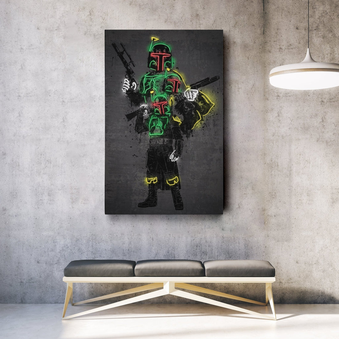 Boba Fett Canvas | Star Wars Neon Wall Art - CanvasNeon