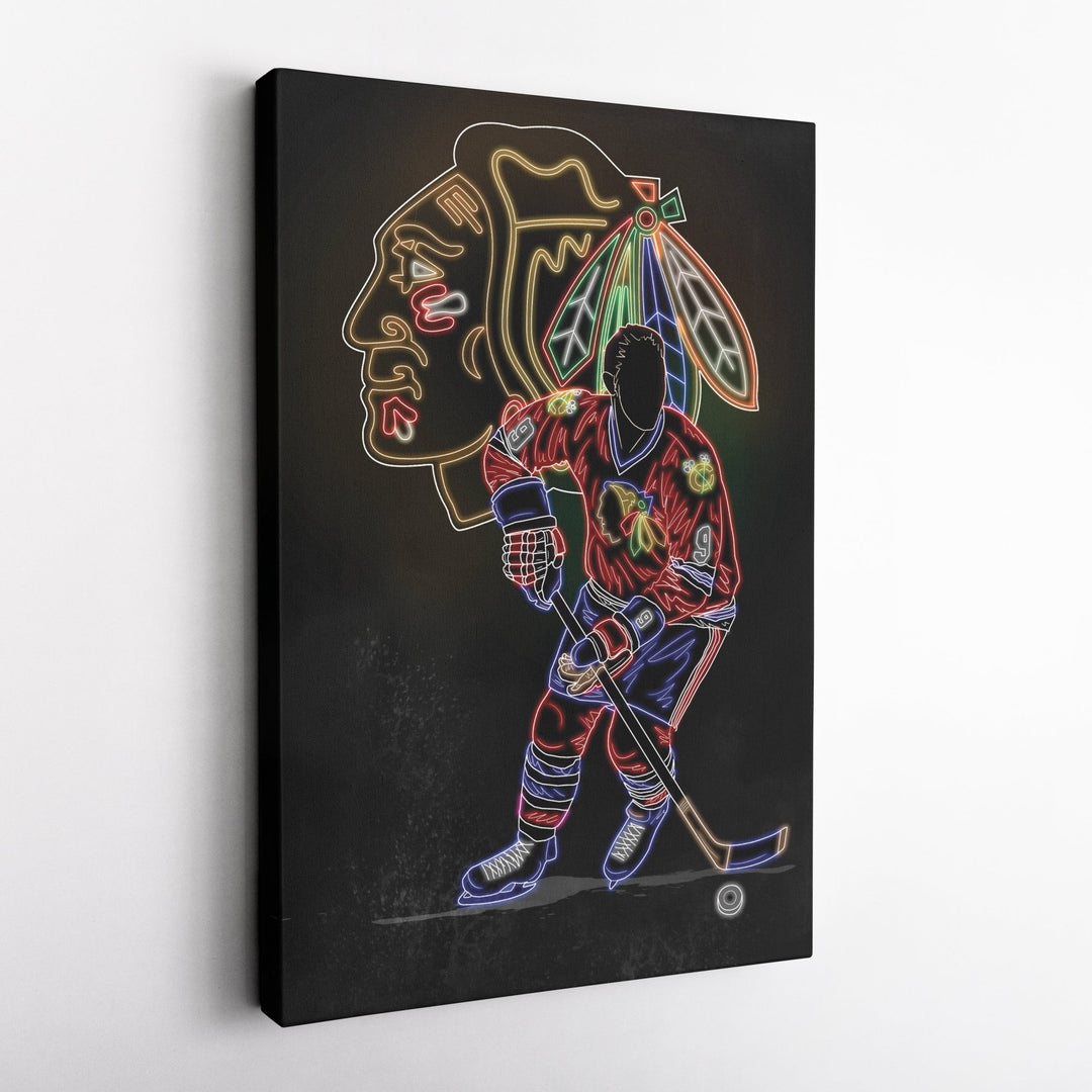 Bobby Hull Neon Canvas Art | Blackhawks Wall Decor - CanvasNeon