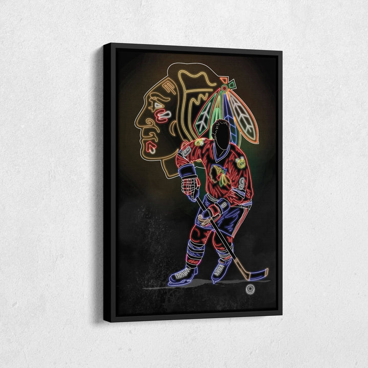 Bobby Hull Neon Canvas Art | Blackhawks Wall Decor - CanvasNeon