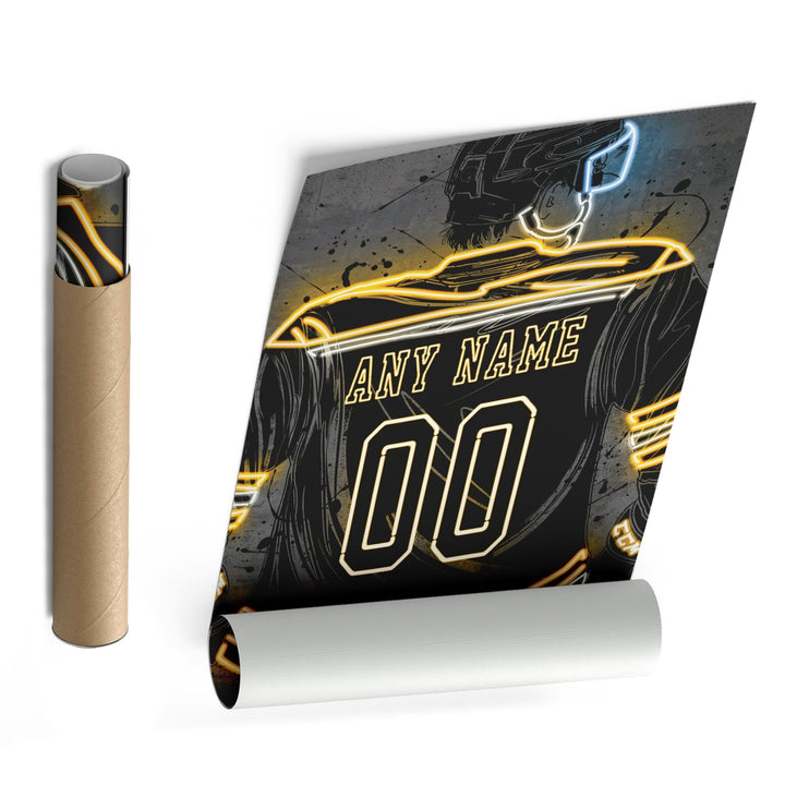 Boston Bruins Custom Jersey Canvas | Neon Wall Art - CanvasNeon