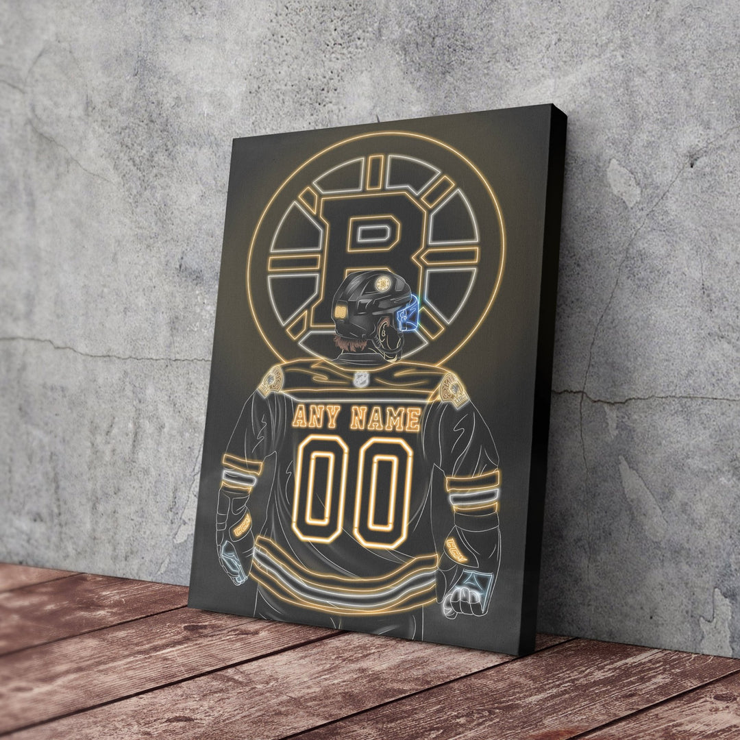 Boston Bruins Personalized Jersey Canvas | Neon Wall Art - CanvasNeon