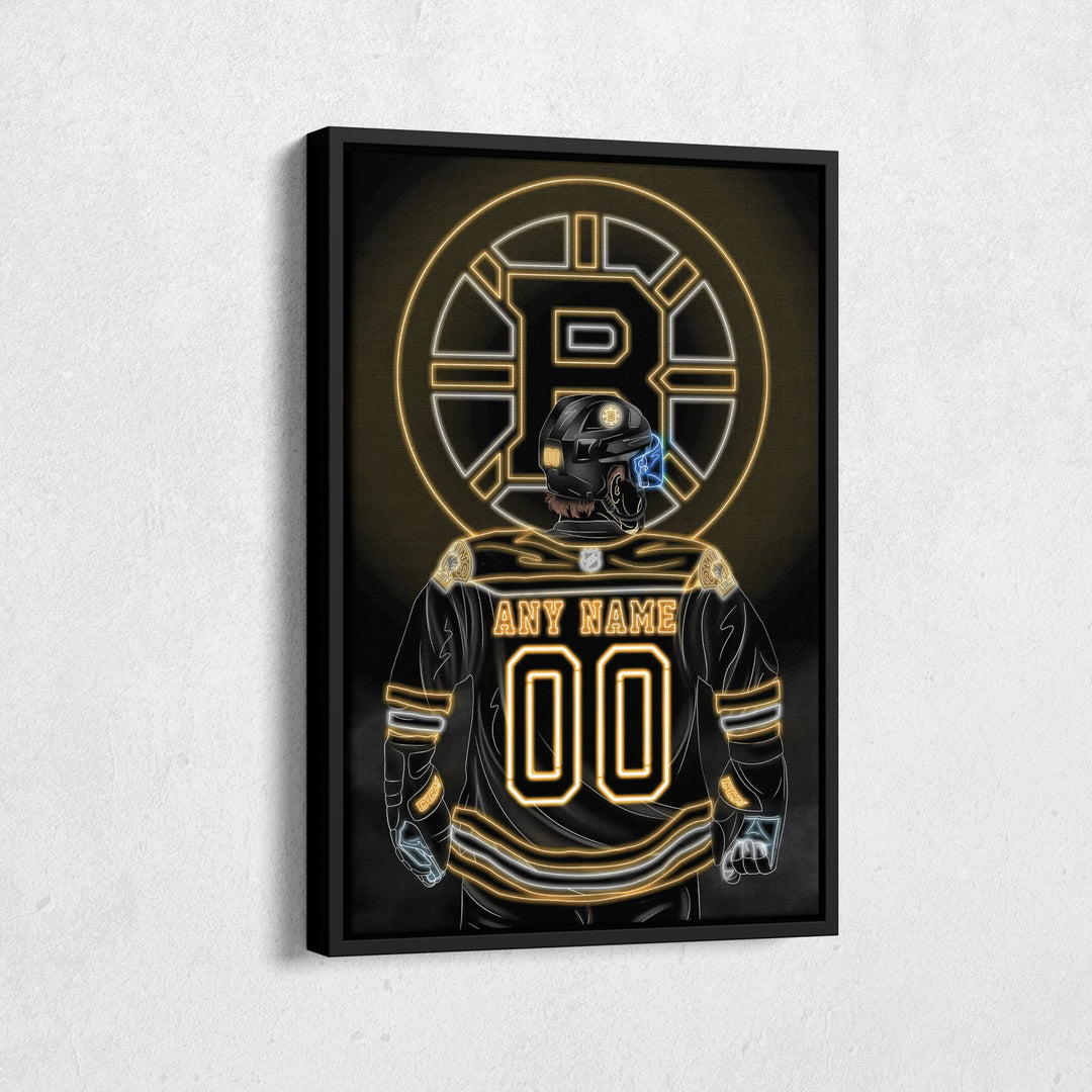 Boston Bruins Personalized Jersey Canvas | Neon Wall Art - CanvasNeon