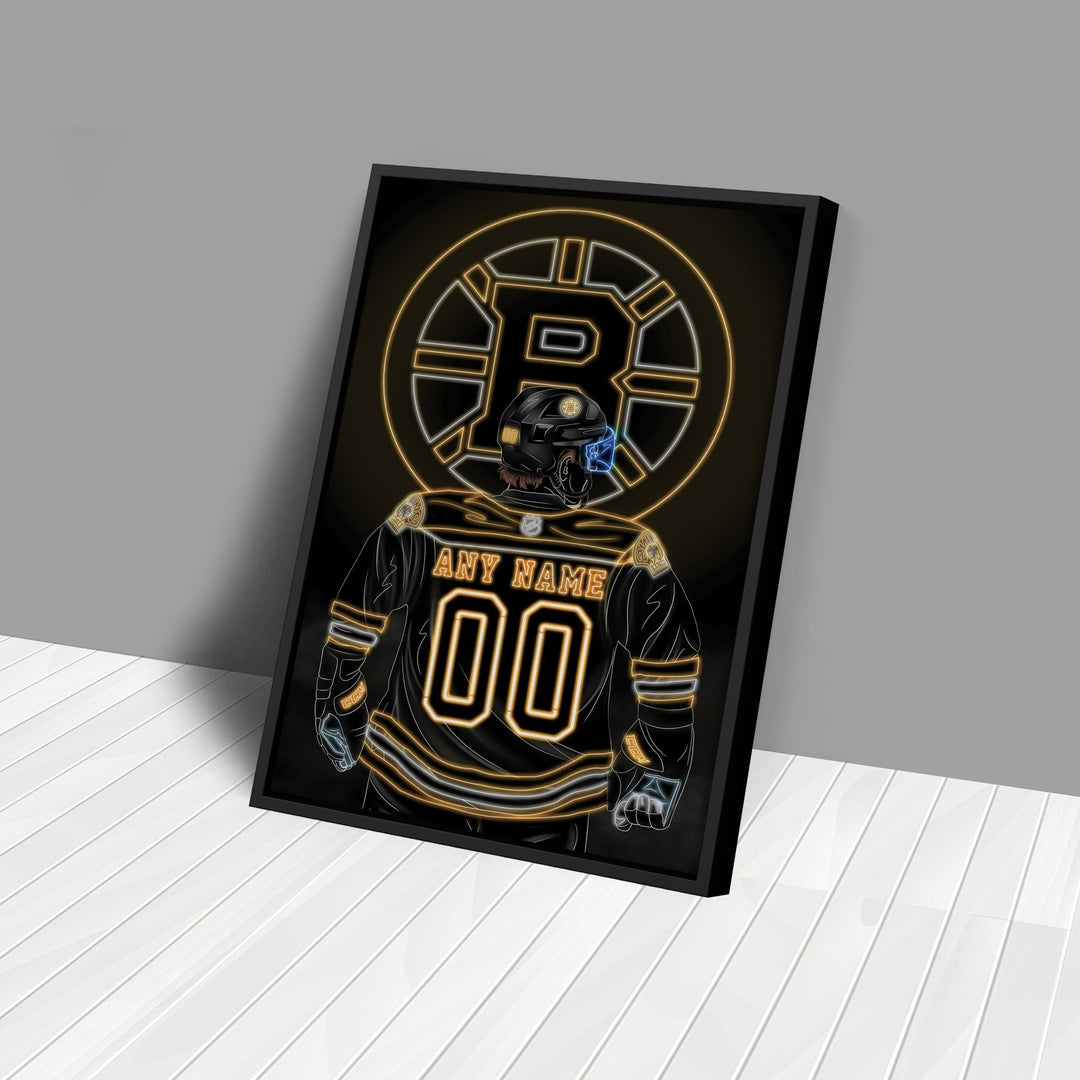 Boston Bruins Personalized Jersey Canvas | Neon Wall Art - CanvasNeon