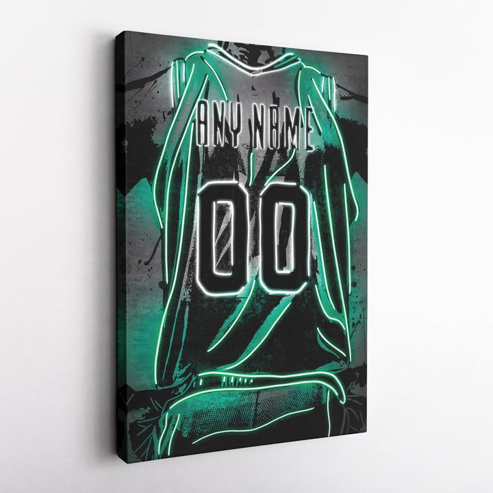 Boston Celtics Custom Jersey Canvas | Neon Wall Art - CanvasNeon