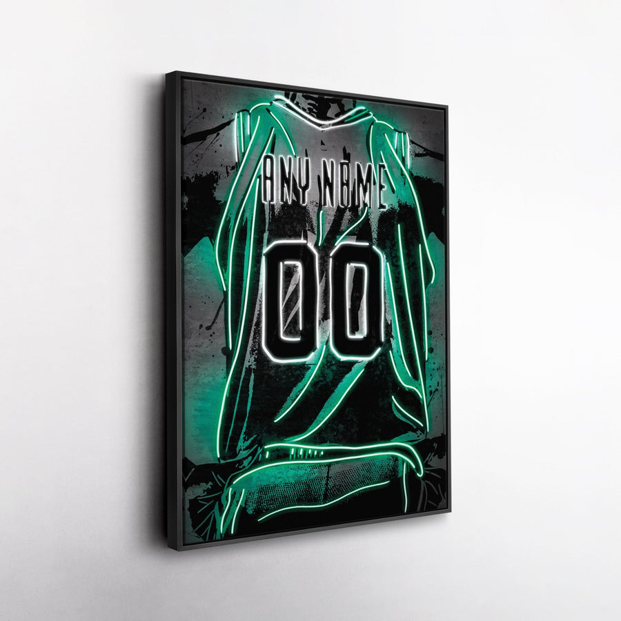 Boston Celtics Custom Jersey Canvas | Neon Wall Art - CanvasNeon