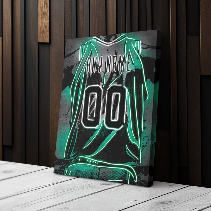 Boston Celtics Custom Jersey Canvas | Neon Wall Art - CanvasNeon