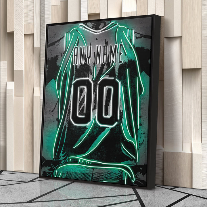 Boston Celtics Custom Jersey Canvas | Neon Wall Art - CanvasNeon