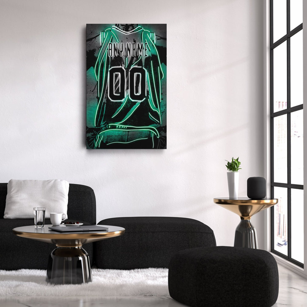Boston Celtics Custom Jersey Canvas | Neon Wall Art - CanvasNeon