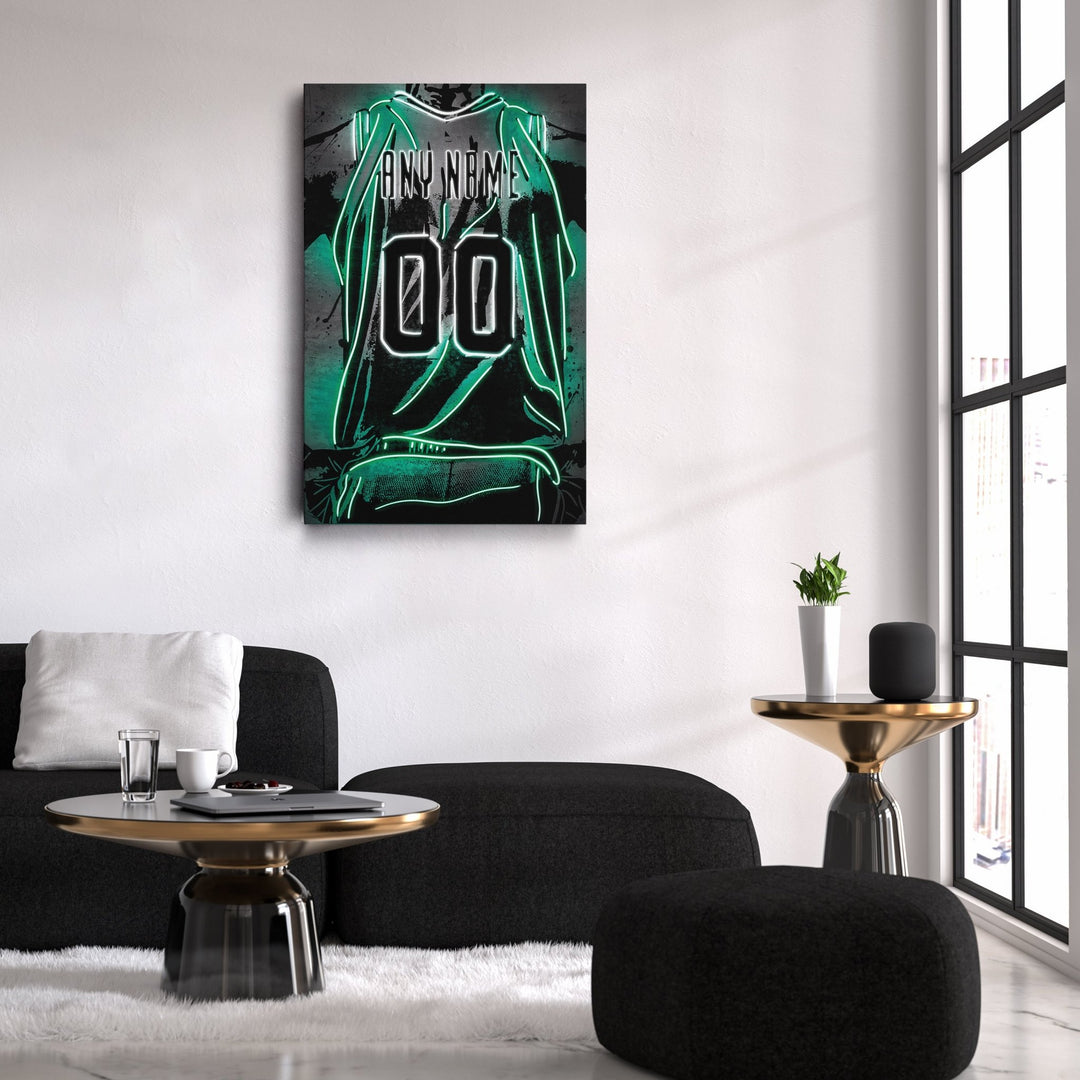 Boston Celtics Custom Jersey Canvas | Neon Wall Art - CanvasNeon