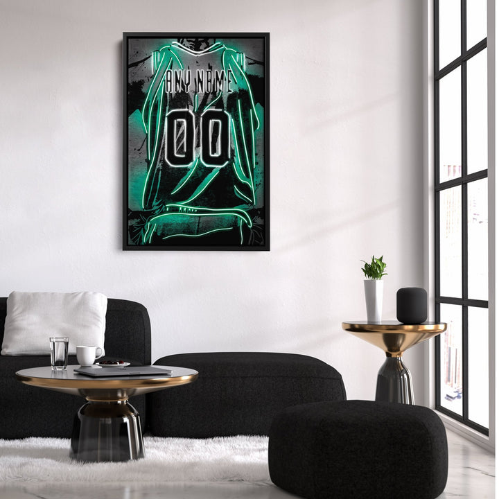 Boston Celtics Custom Jersey Canvas | Neon Wall Art - CanvasNeon