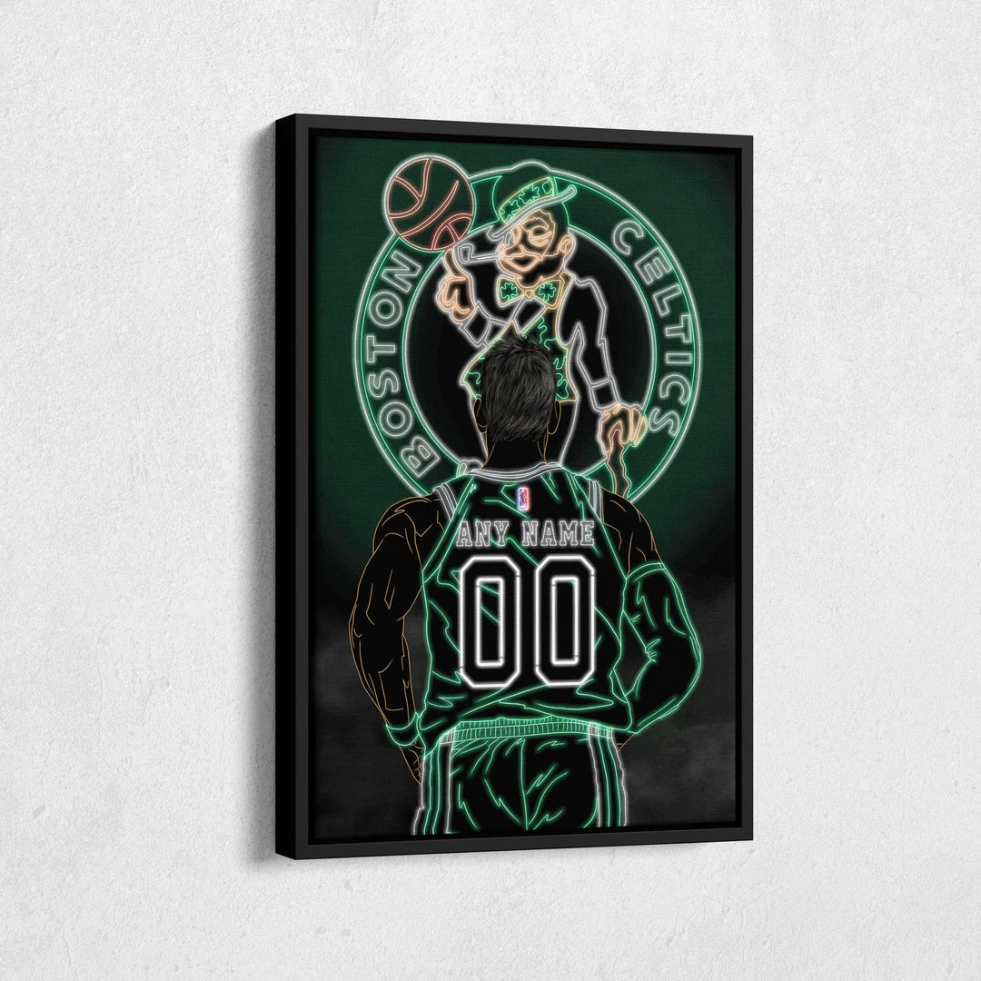 Boston Celtics Personalized Jersey Canvas | Neon Wall Art - CanvasNeon