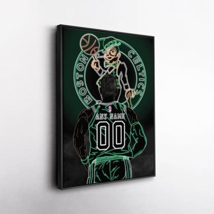 Boston Celtics Personalized Jersey Canvas | Neon Wall Art - CanvasNeon