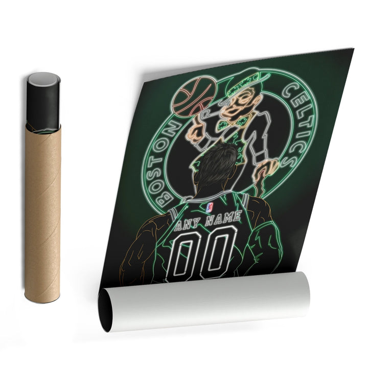 Boston Celtics Personalized Jersey Canvas | Neon Wall Art - CanvasNeon