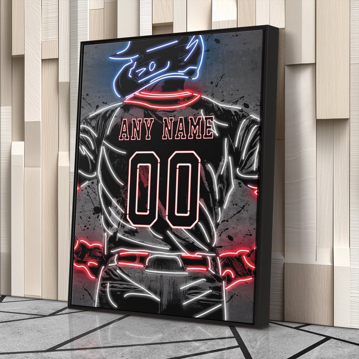 Boston Red Sox Custom Jersey Canvas | Neon Wall Art - CanvasNeon