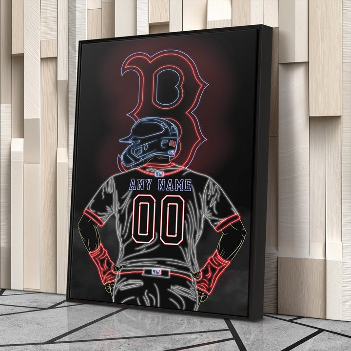 Boston Red Sox Personalized Jersey Canvas | Neon Wall Art - CanvasNeon