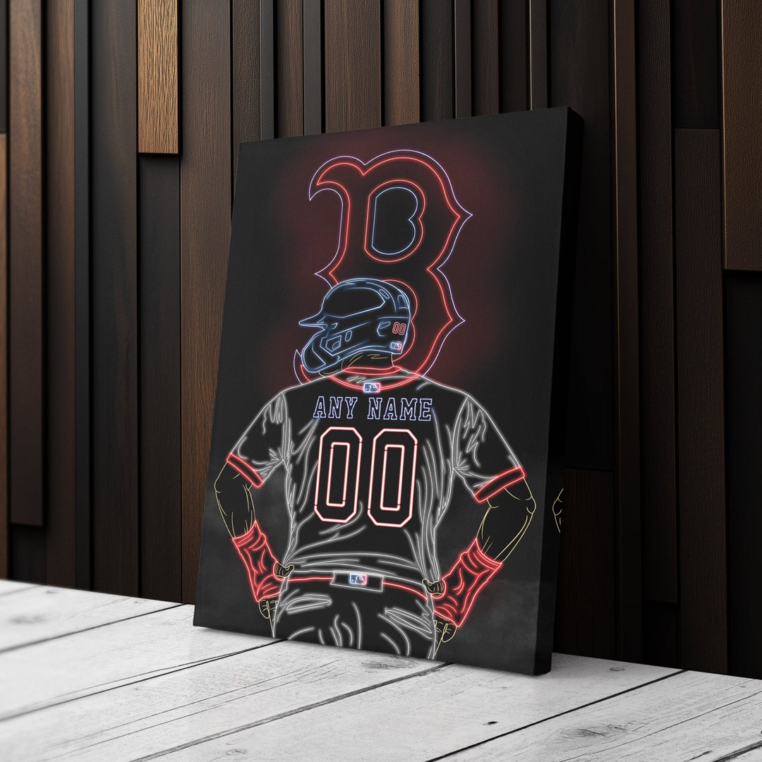 Boston Red Sox Personalized Jersey Canvas | Neon Wall Art - CanvasNeon