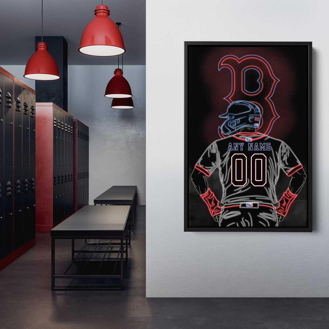 Boston Red Sox Personalized Jersey Canvas | Neon Wall Art - CanvasNeon