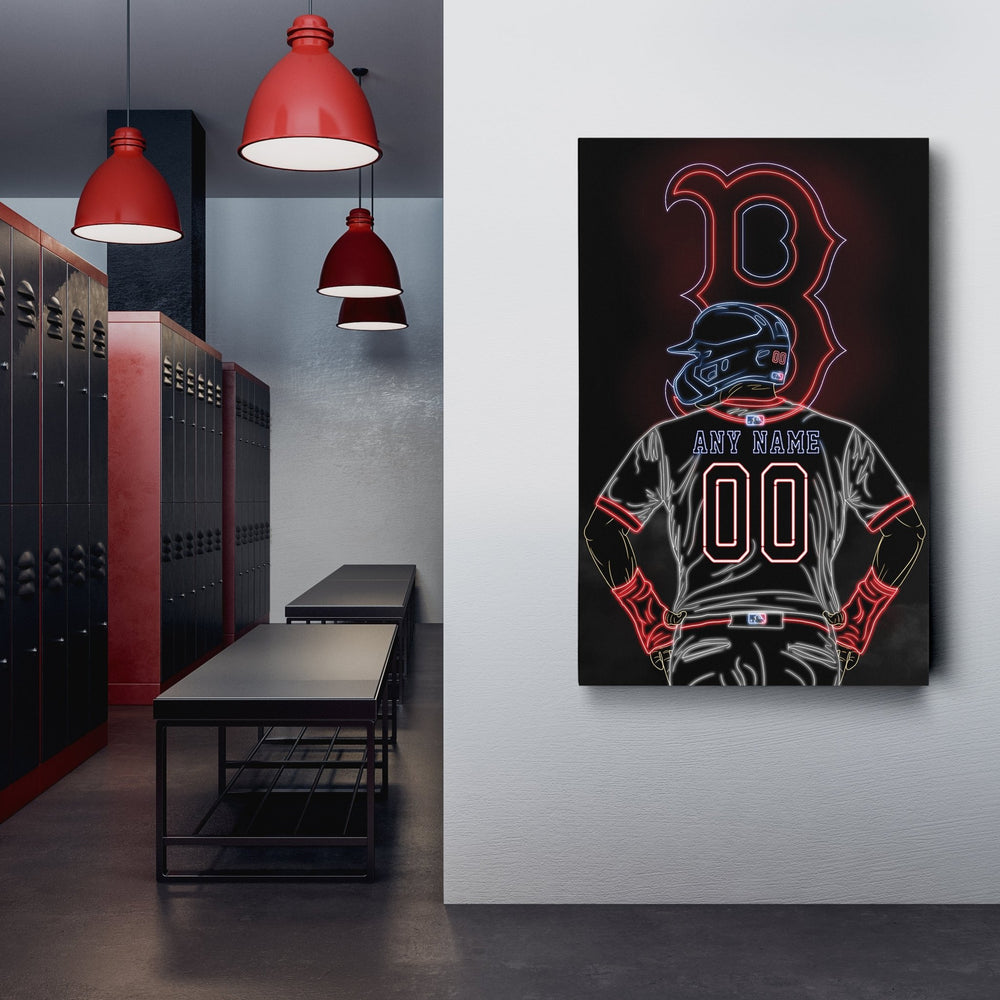 Boston Red Sox Personalized Jersey Canvas | Neon Wall Art - CanvasNeon