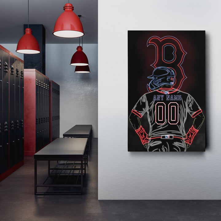 Boston Red Sox Personalized Jersey Canvas | Neon Wall Art - CanvasNeon