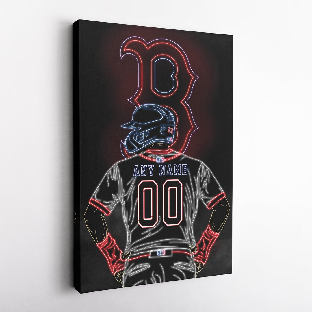 Boston Red Sox Personalized Jersey Canvas | Neon Wall Art - CanvasNeon