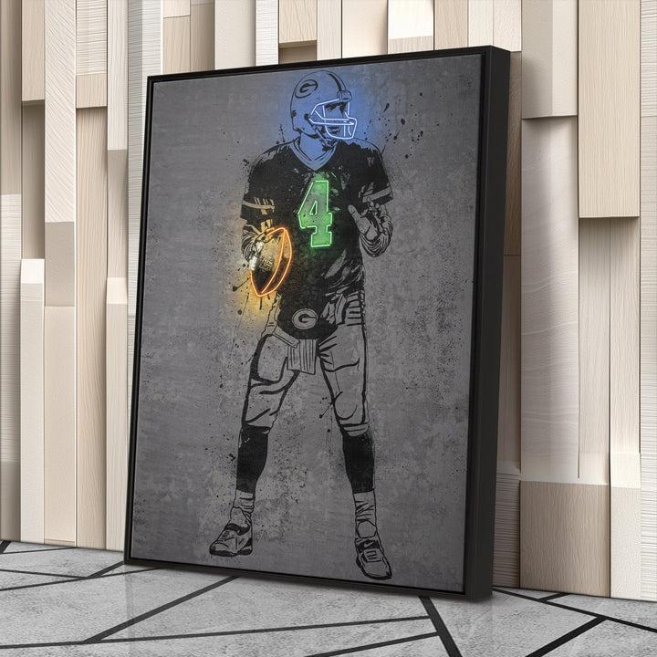 Brett Favre Neon Canvas Art | Modern Wall Decor for Packers Fans - CanvasNeon