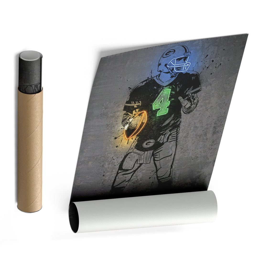 Brett Favre Neon Canvas Art | Modern Wall Decor for Packers Fans - CanvasNeon