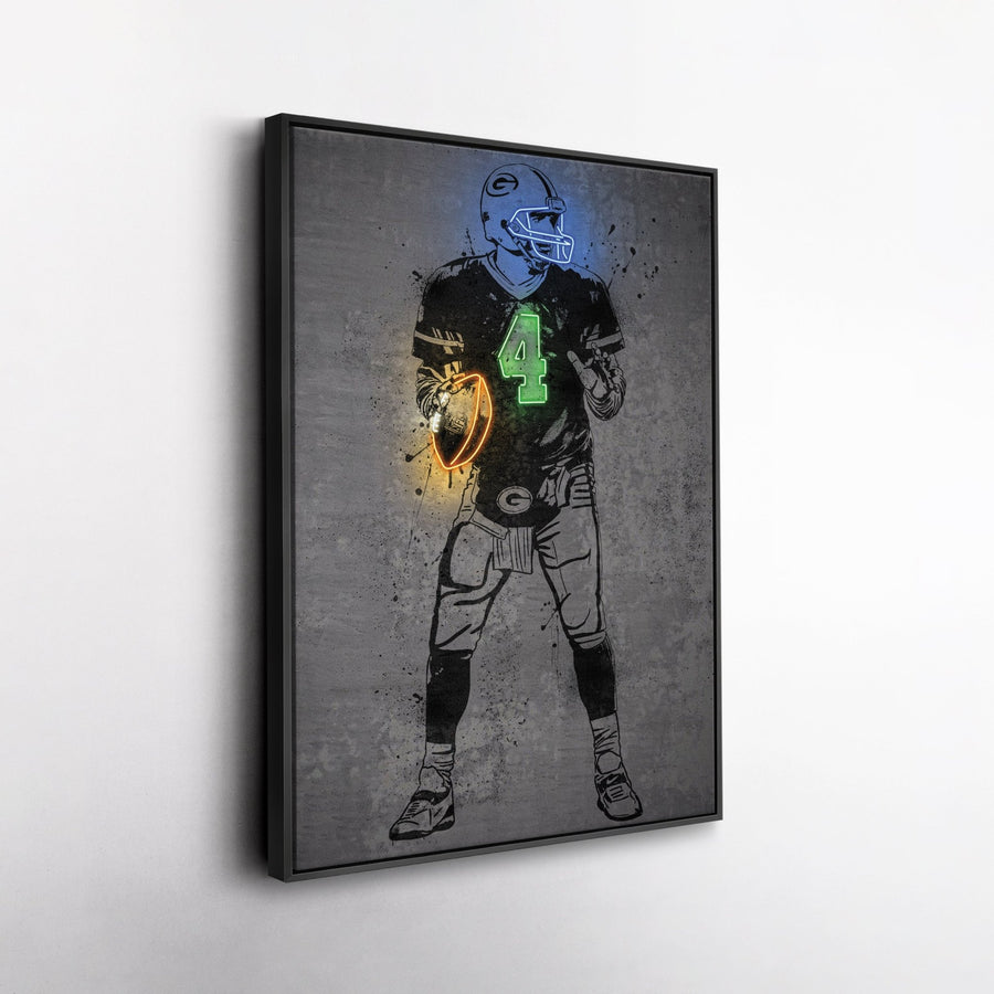 Brett Favre Neon Canvas Art | Modern Wall Decor for Packers Fans - CanvasNeon