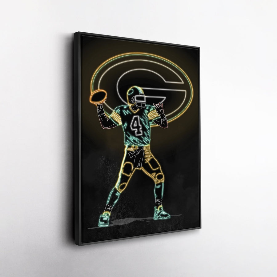 Brett Favre Neon Canvas Art | Packers Wall Decor - CanvasNeon