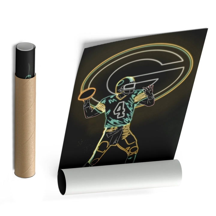 Brett Favre Neon Canvas Art | Packers Wall Decor - CanvasNeon