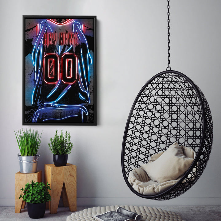 Brooklyn Nets Custom Jersey Canvas | Neon Wall Art - CanvasNeon