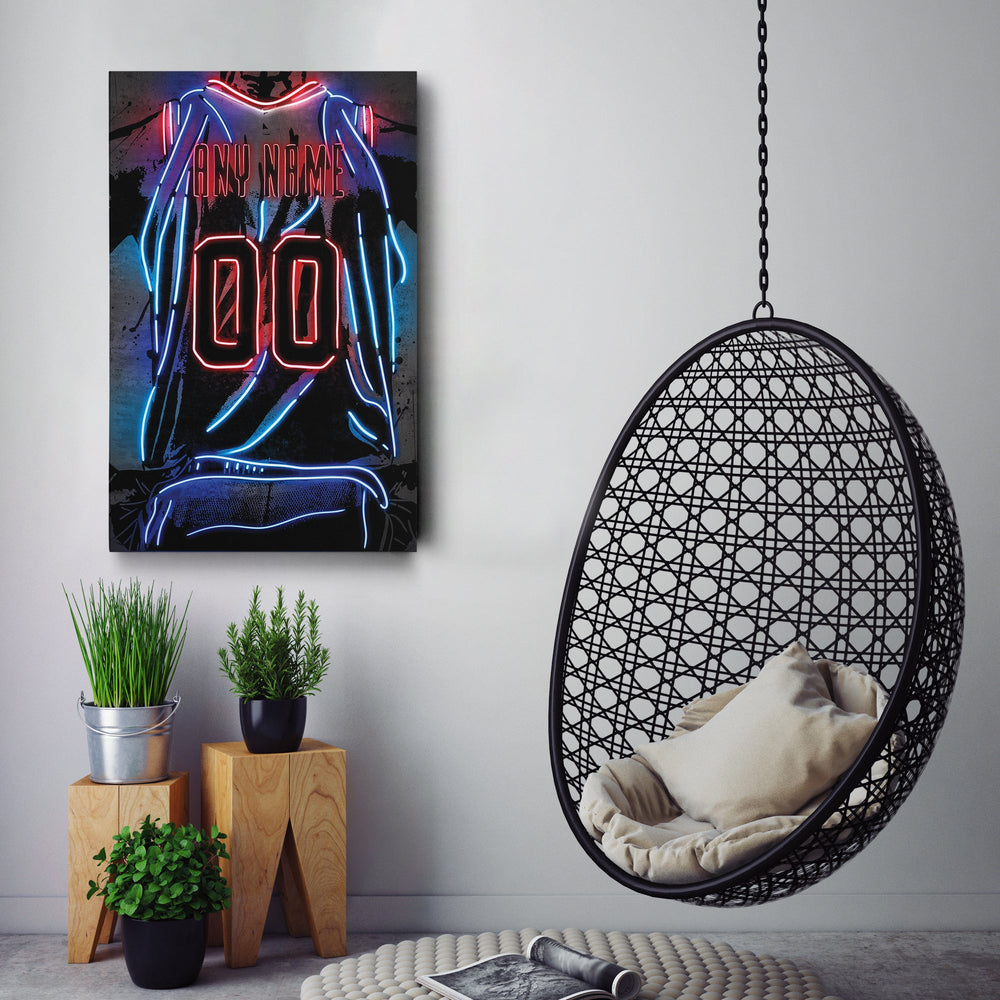 Brooklyn Nets Custom Jersey Canvas | Neon Wall Art - CanvasNeon