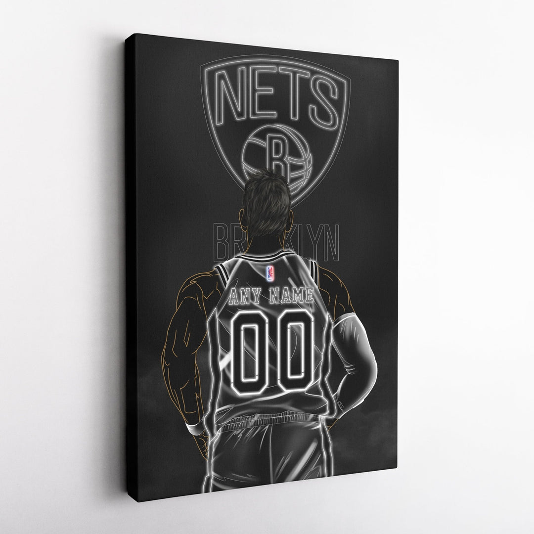 Brooklyn Nets Personalized Jersey Canvas | Neon Wall Art - CanvasNeon