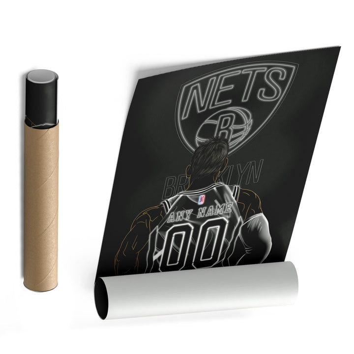 Brooklyn Nets Personalized Jersey Canvas | Neon Wall Art - CanvasNeon