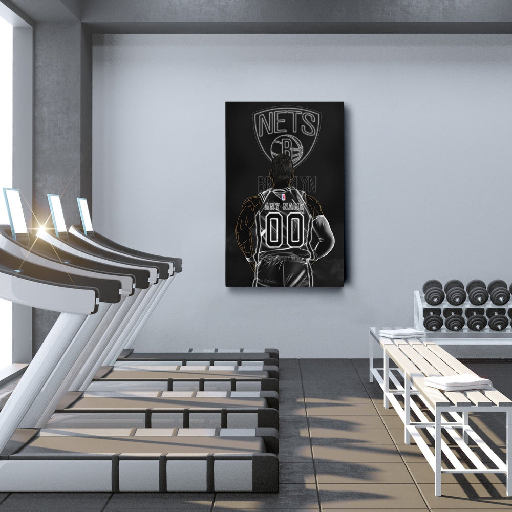 Brooklyn Nets Personalized Jersey Canvas | Neon Wall Art - CanvasNeon