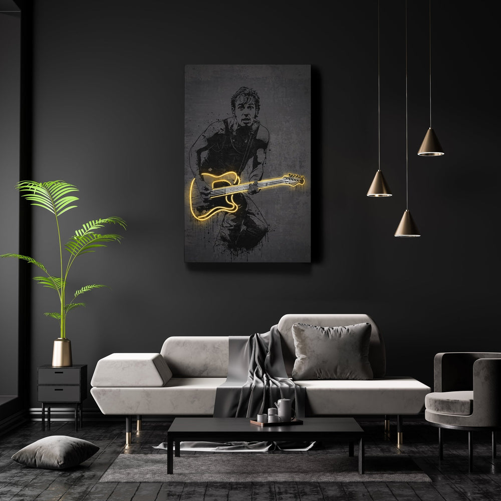 Bruce Springsteen Neon Canvas Art | Music Wall Decor - CanvasNeon