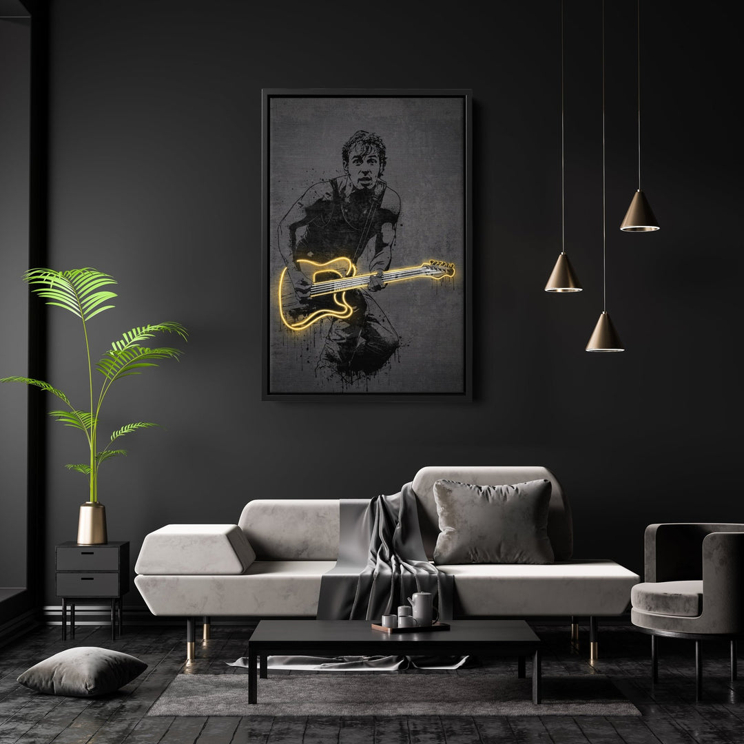 Bruce Springsteen Neon Canvas Art | Music Wall Decor - CanvasNeon