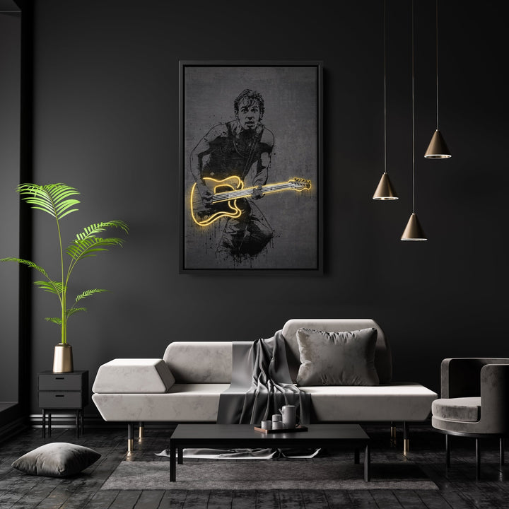 Bruce Springsteen Neon Canvas Art | Music Wall Decor - CanvasNeon