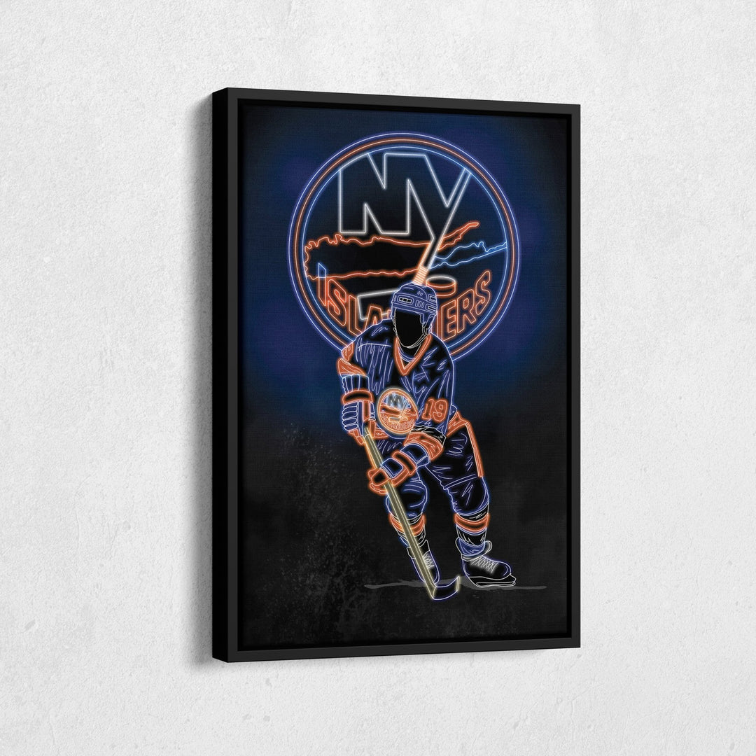 Bryan Trottier Neon Canvas Art | Islanders Wall Decor - CanvasNeon