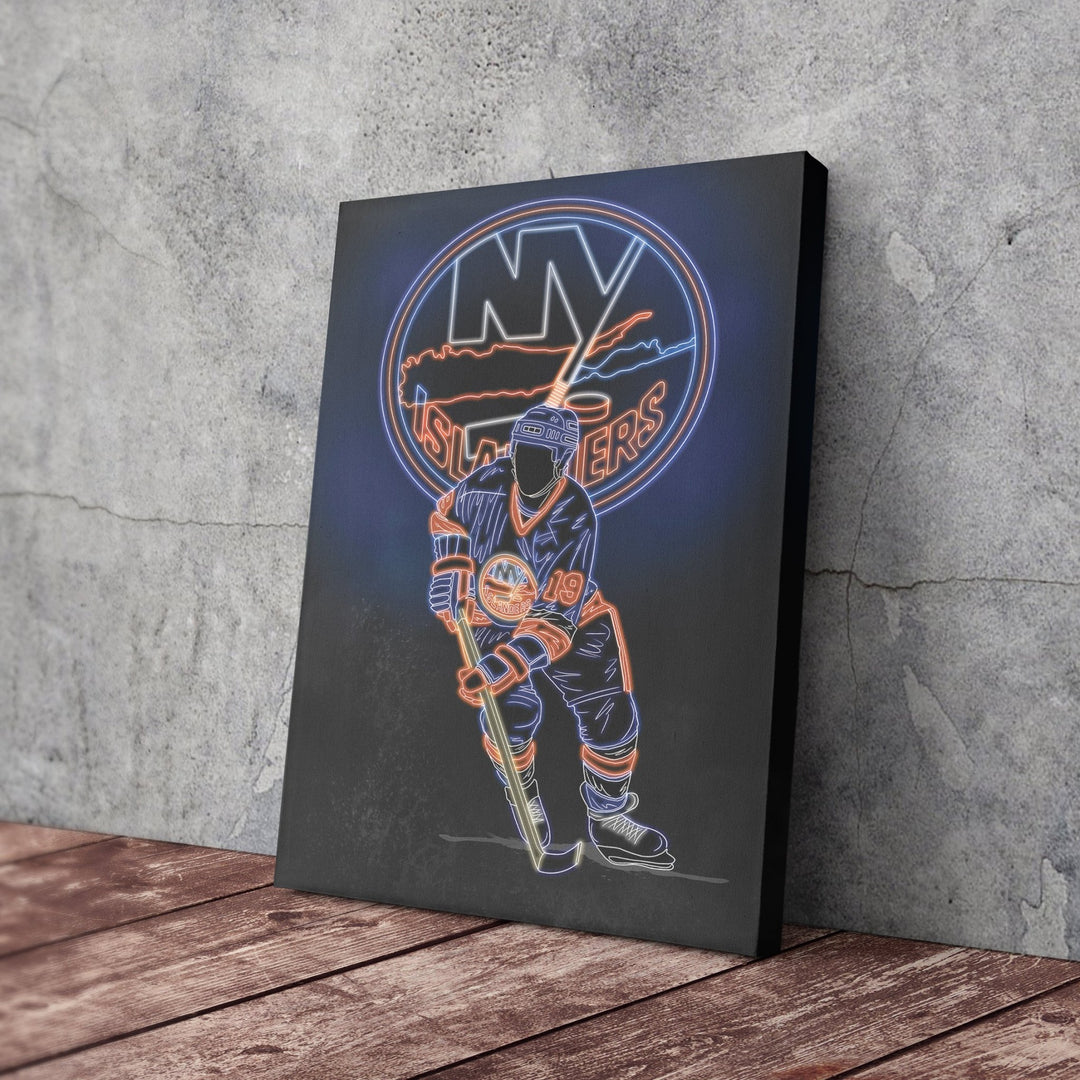 Bryan Trottier Neon Canvas Art | Islanders Wall Decor - CanvasNeon