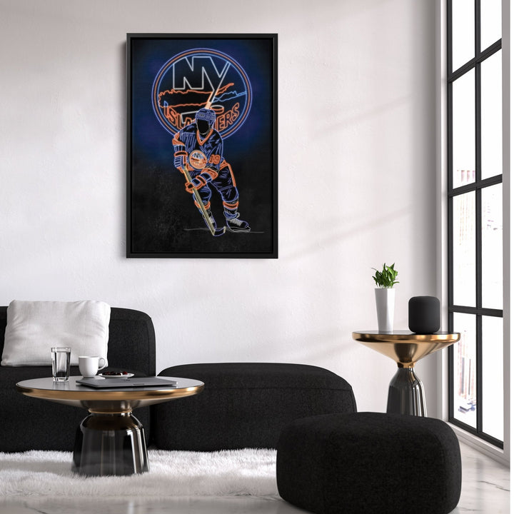 Bryan Trottier Neon Canvas Art | Islanders Wall Decor - CanvasNeon