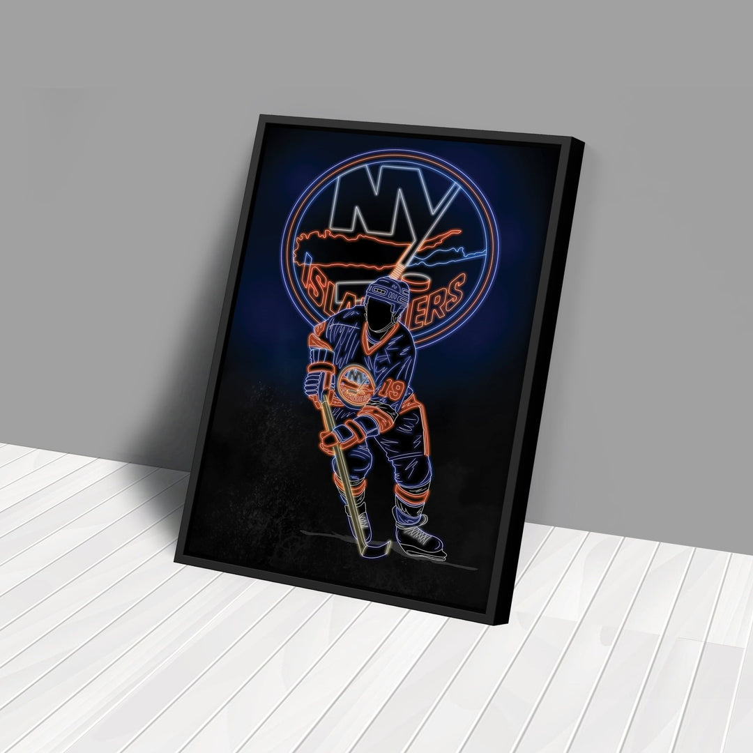 Bryan Trottier Neon Canvas Art | Islanders Wall Decor - CanvasNeon